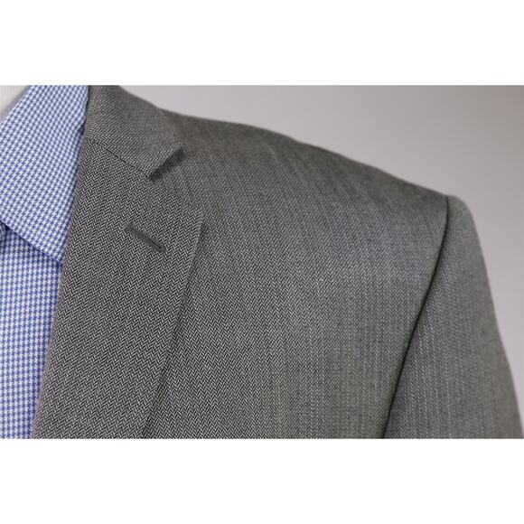 Joseph Abboud Gray Herringbone Woven Silk Wool 2-Btn Sportcoat Blazer 44R - Picture 4 of 9